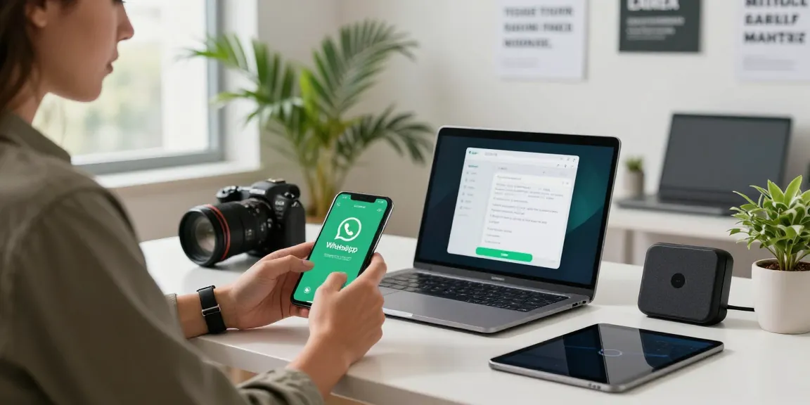 WhatsApp下載 displayed on smartphone in a modern office setting, showcasing digital connectivity and technology.