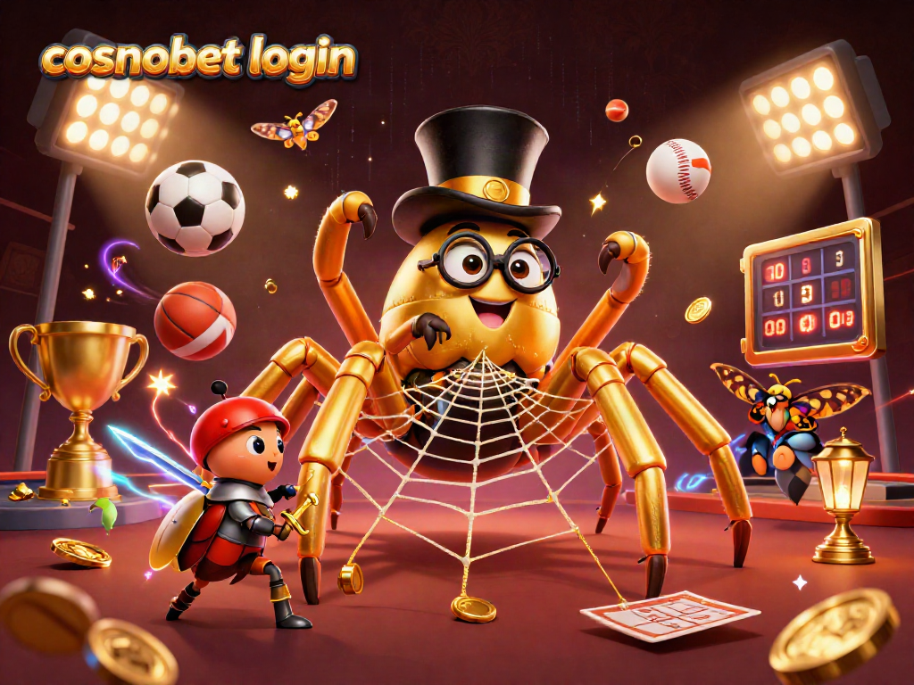 Engage with Cosmobet login for thrilling betting adventures featuring a golden tarantula and knight.