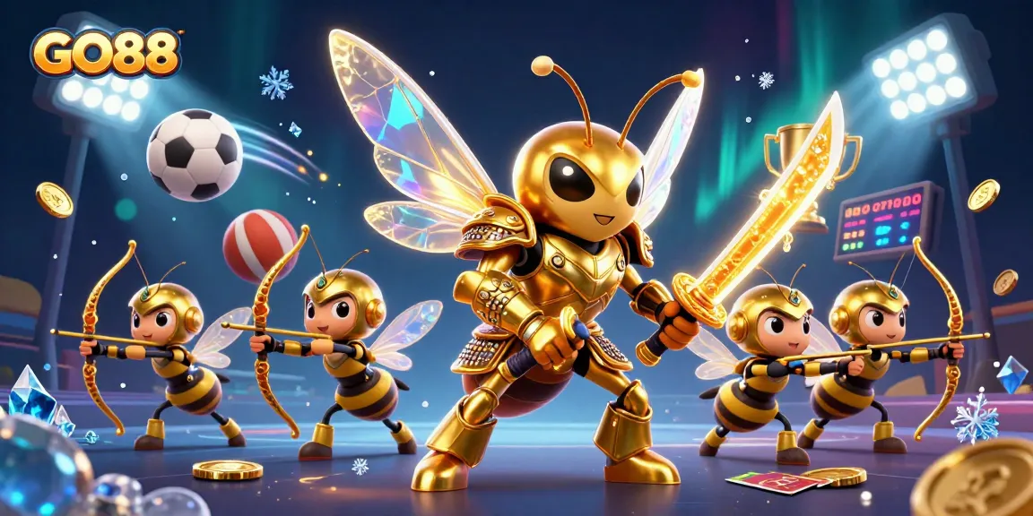 Experience GO88's vibrant gaming energy with a dynamic 3D casino illustration featuring captivating characters.